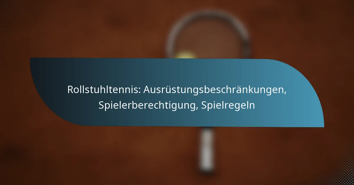 Rollstuhltennis: Ausrüstungsbeschränkungen, Spielerberechtigung, Spielregeln