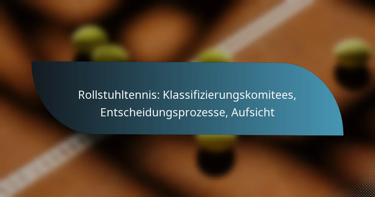 Rollstuhltennis: Klassifizierungskomitees, Entscheidungsprozesse, Aufsicht