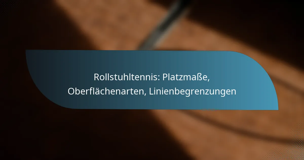 Rollstuhltennis: Platzmaße, Oberflächenarten, Linienbegrenzungen