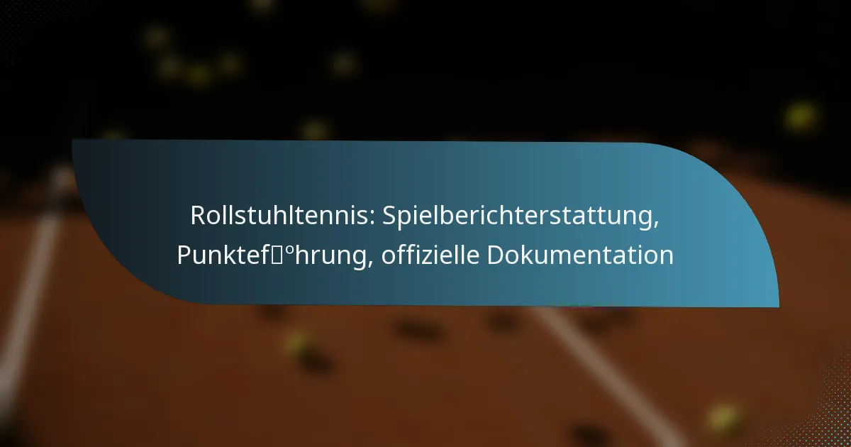 Rollstuhltennis: Spielberichterstattung, Punkteführung, offizielle Dokumentation