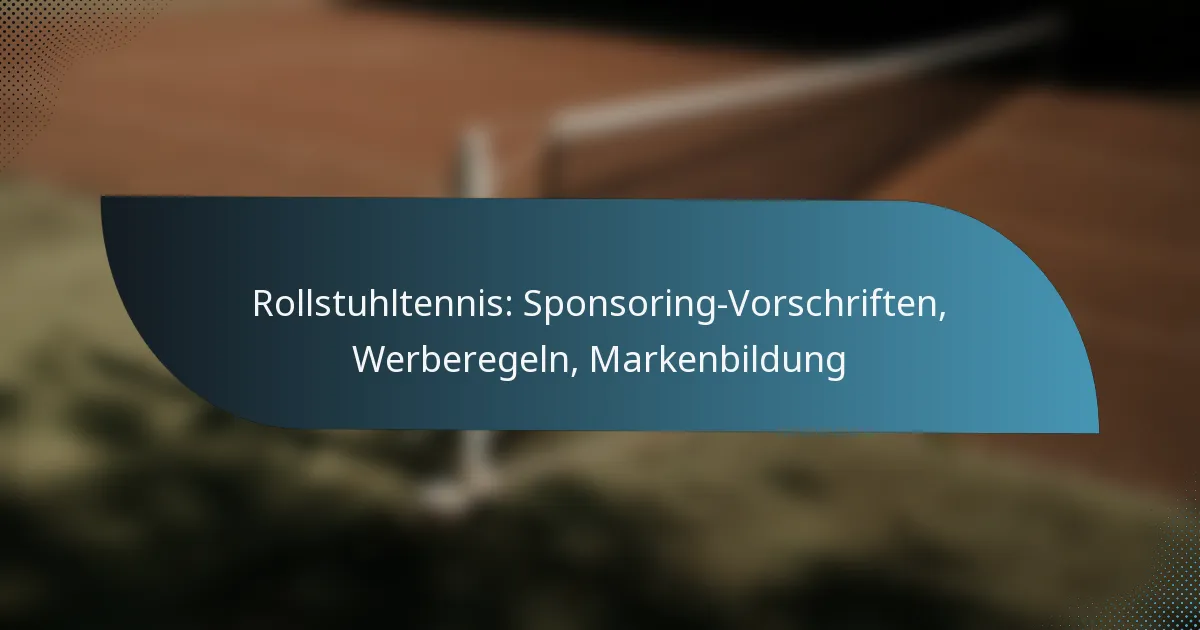 Rollstuhltennis: Sponsoring-Vorschriften, Werberegeln, Markenbildung