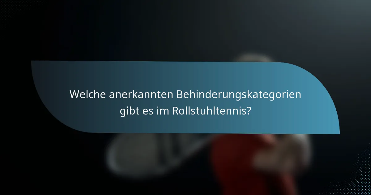 Welche anerkannten Behinderungskategorien gibt es im Rollstuhltennis?